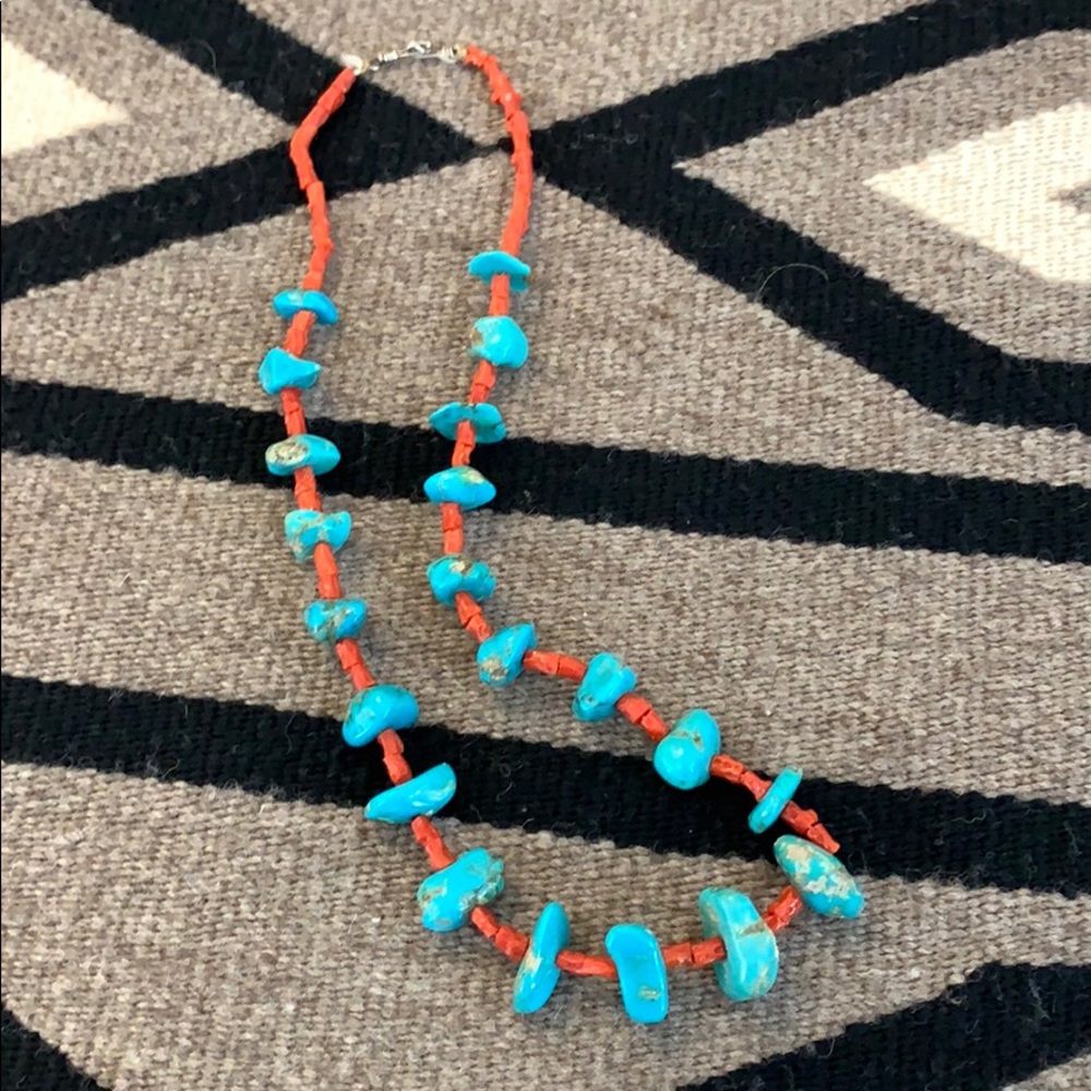 🌵🌻 Handmade coral and turquoise necklace